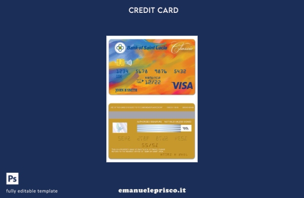 stile verificato Modello di carta classica per visto Saint Lucia Bank of Saint L